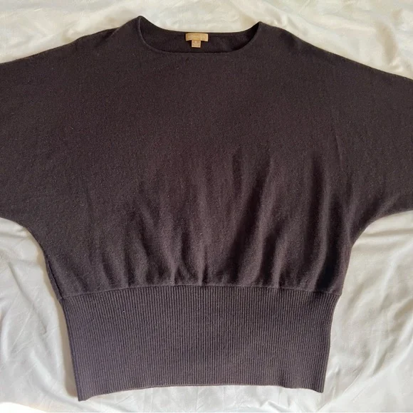 Vintage Katherine Kelly Chocolate Brown Cashmere Dolman Sweater Size Large - Picture 1 of 16